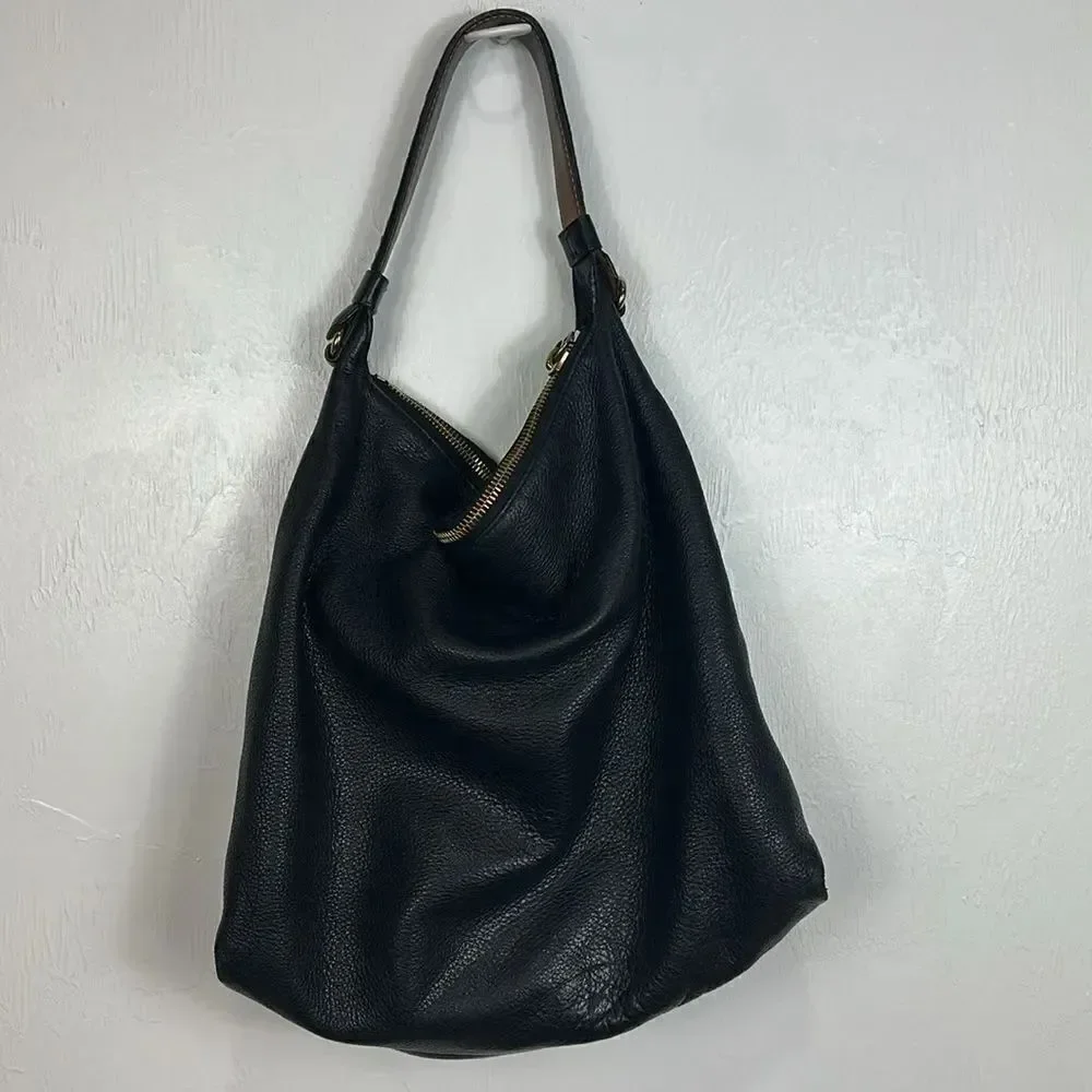 Reed Krakoff Black Leather Gold Tone Hardware Hobo Bag